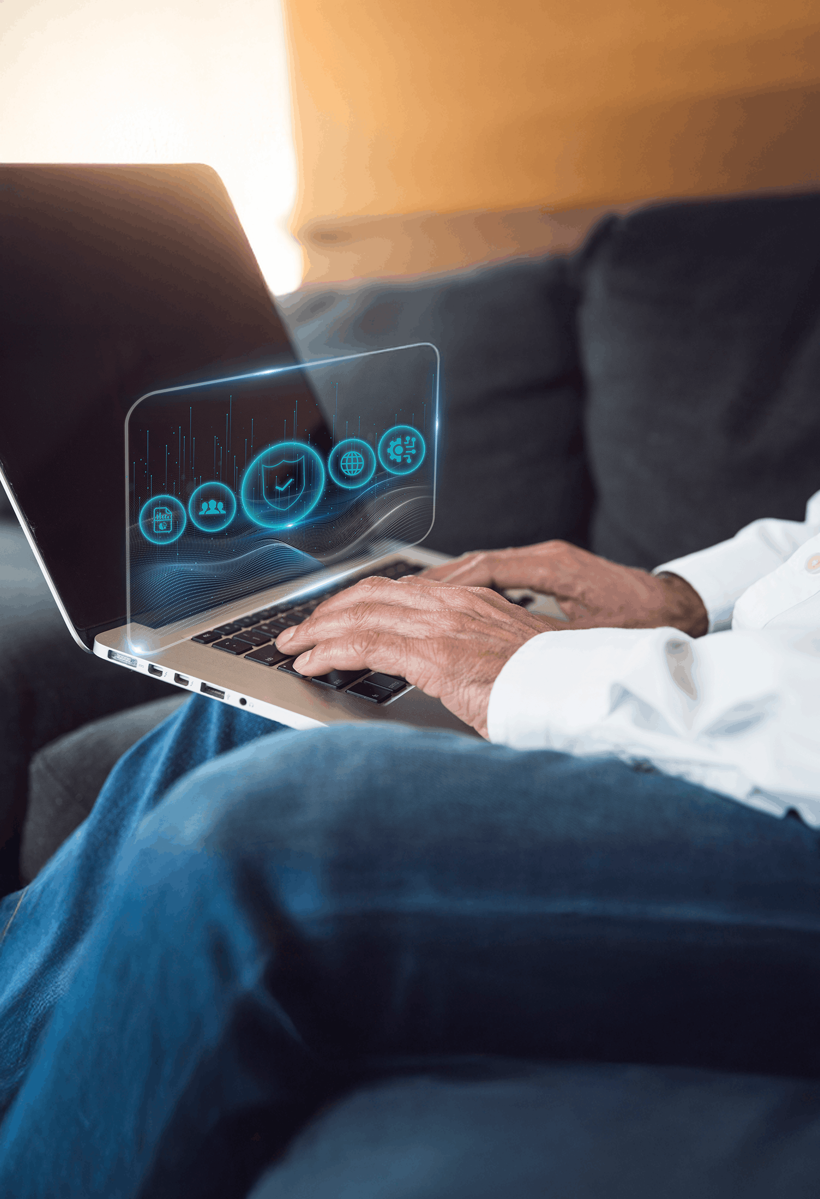 Professional using digital tools to solve a specific service use case.